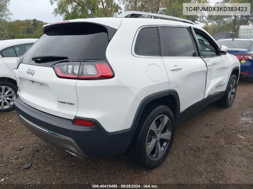 2019 Jeep Cherokee Limited 4X4 VIN: 1C4PJMDX3KD383423 Lot: 40415495