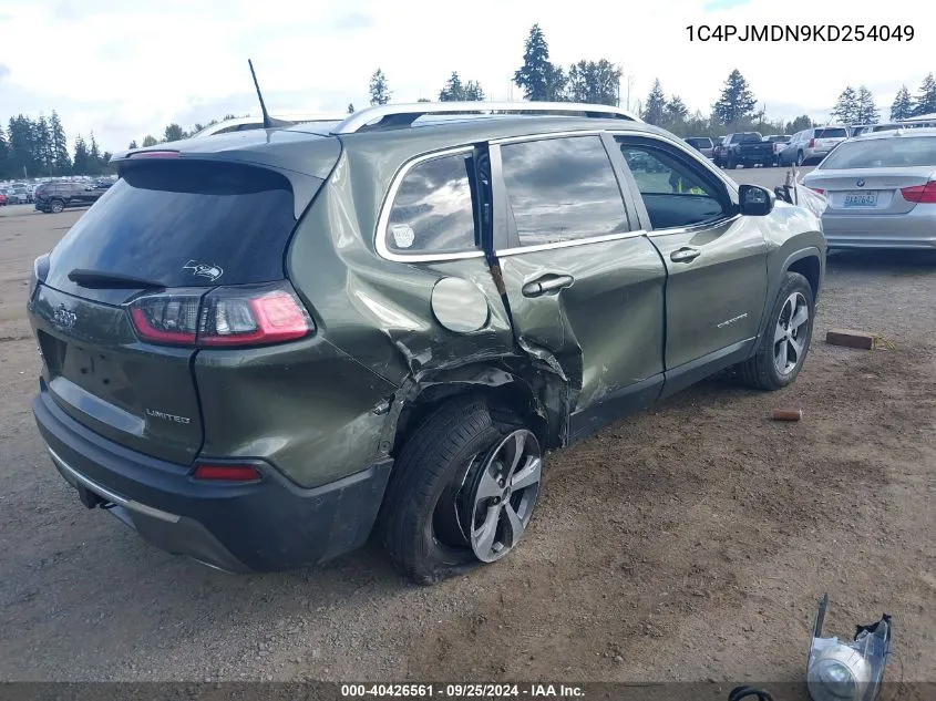 2019 Jeep Cherokee Limited 4X4 VIN: 1C4PJMDN9KD254049 Lot: 40426561