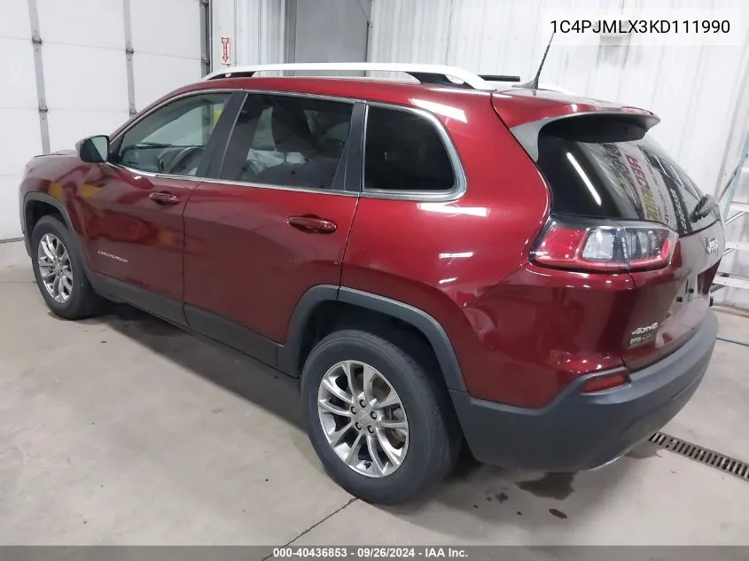 2019 Jeep Cherokee Latitude Plus 4X4 VIN: 1C4PJMLX3KD111990 Lot: 40436853