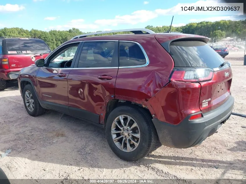 2019 Jeep Cherokee Latitude Plus 4X4 VIN: 1C4PJMLX2KD309637 Lot: 40439197