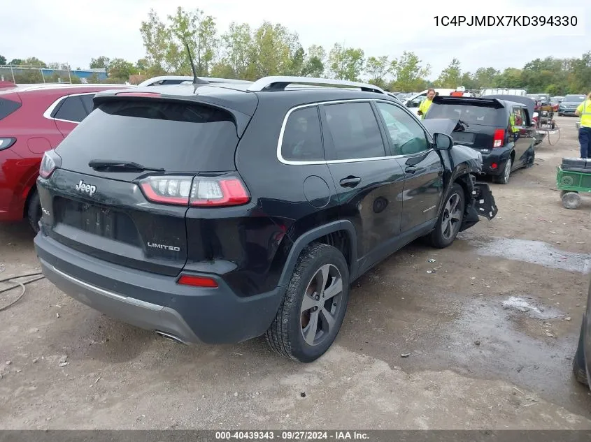 2019 Jeep Cherokee Limited 4X4 VIN: 1C4PJMDX7KD394330 Lot: 40439343