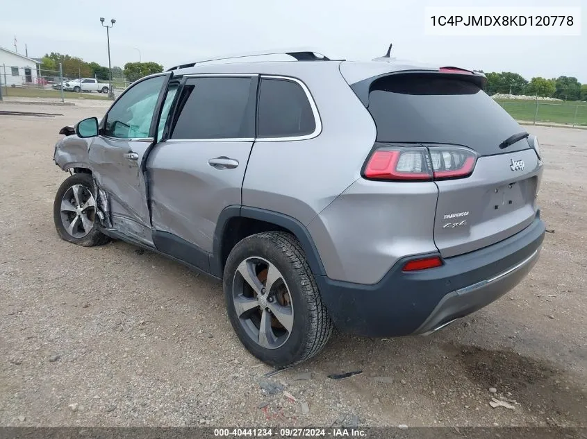 2019 Jeep Cherokee Limited 4X4 VIN: 1C4PJMDX8KD120778 Lot: 40441234