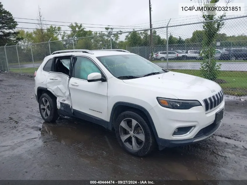 2019 Jeep Cherokee Limited 4X4 VIN: 1C4PJMDX0KD321851 Lot: 40444474