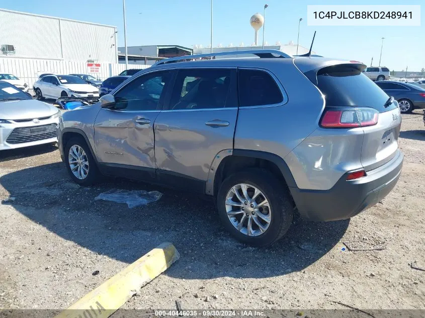 2019 Jeep Cherokee Latitude Fwd VIN: 1C4PJLCB8KD248941 Lot: 40446035