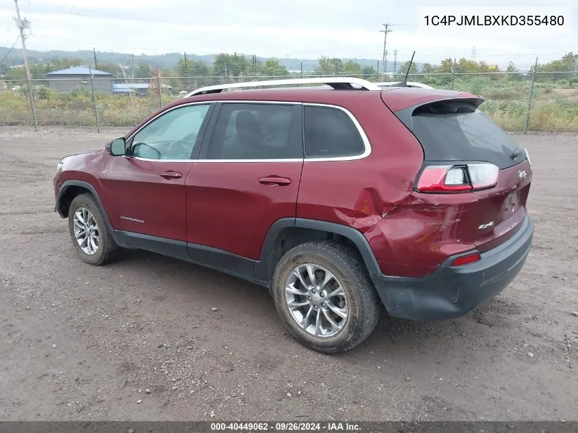 2019 Jeep Cherokee Latitude Plus VIN: 1C4PJMLBXKD355480 Lot: 40449062