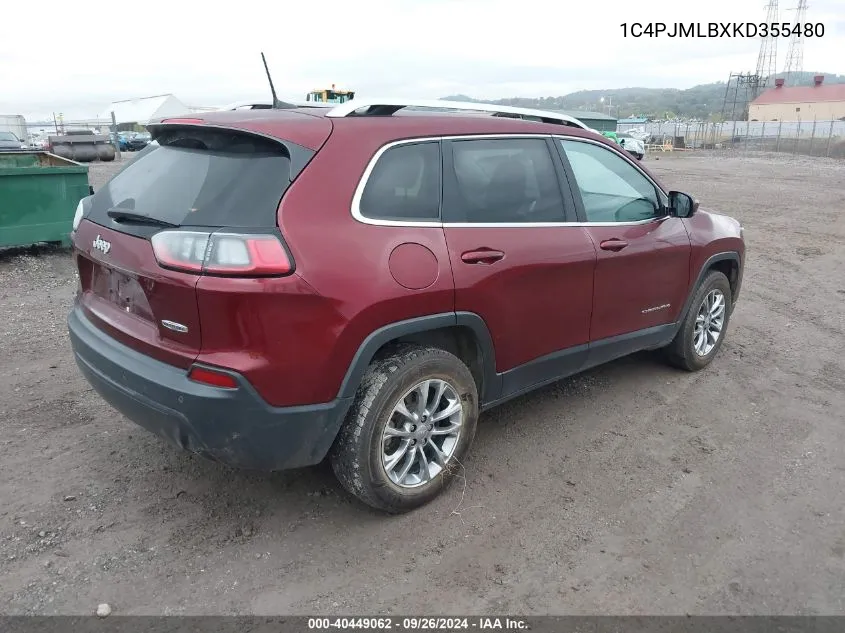 2019 Jeep Cherokee Latitude Plus VIN: 1C4PJMLBXKD355480 Lot: 40449062