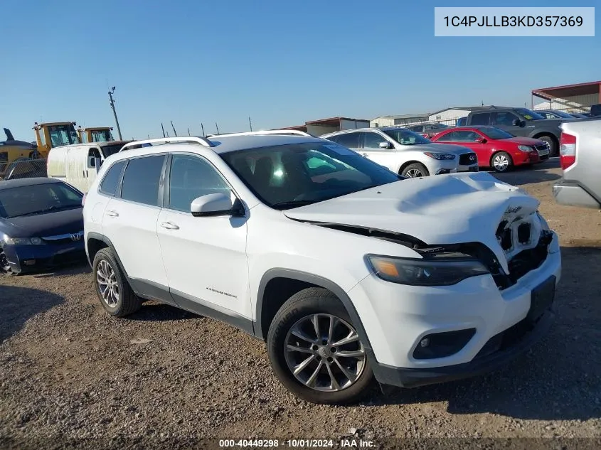 2019 Jeep Cherokee Latitude Plus VIN: 1C4PJLLB3KD357369 Lot: 40449298