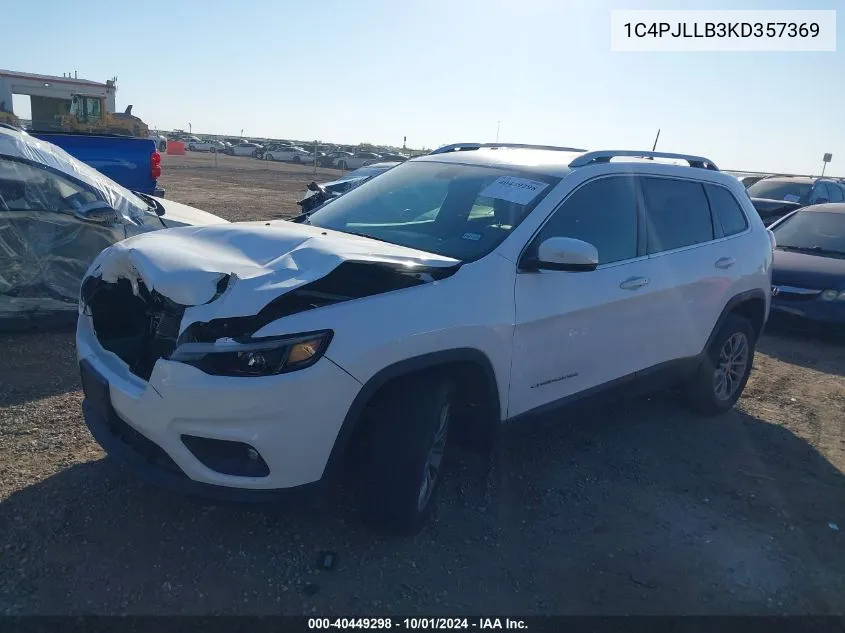 2019 Jeep Cherokee Latitude Plus VIN: 1C4PJLLB3KD357369 Lot: 40449298