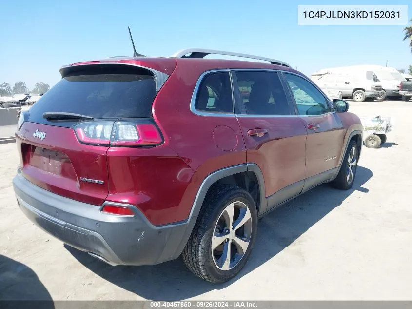 2019 Jeep Cherokee Limited Fwd VIN: 1C4PJLDN3KD152031 Lot: 40457850