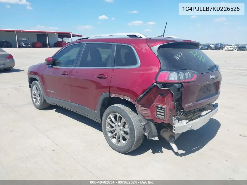 2019 Jeep Cherokee Latitude Plus Fwd VIN: 1C4PJLLB7KD226526 Lot: 40462634