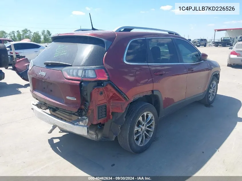 2019 Jeep Cherokee Latitude Plus Fwd VIN: 1C4PJLLB7KD226526 Lot: 40462634