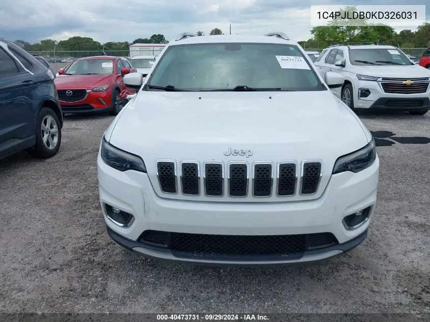 2019 Jeep Cherokee Limited VIN: 1C4PJLDB0KD326031 Lot: 40473731