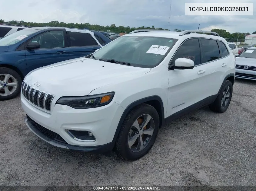 2019 Jeep Cherokee Limited VIN: 1C4PJLDB0KD326031 Lot: 40473731