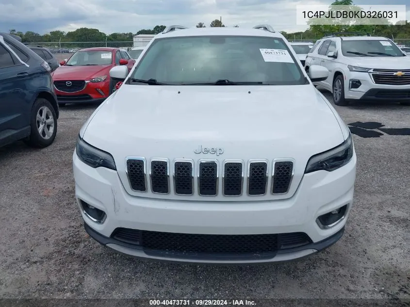 2019 Jeep Cherokee Limited VIN: 1C4PJLDB0KD326031 Lot: 40473731