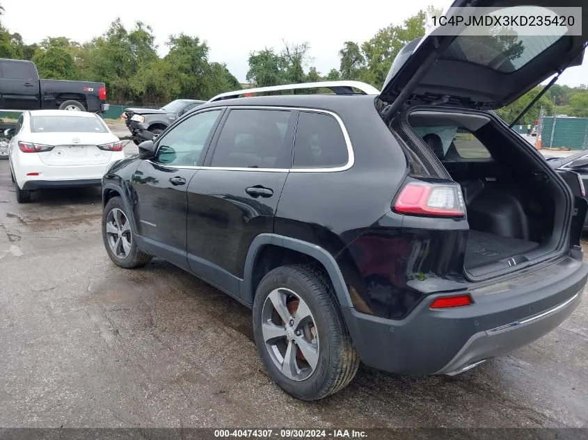 1C4PJMDX3KD235420 2019 Jeep Cherokee Limited 4X4