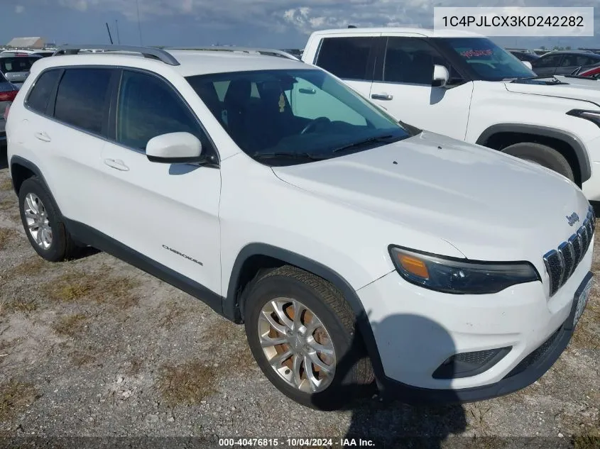 2019 Jeep Cherokee Latitude Fwd VIN: 1C4PJLCX3KD242282 Lot: 40476815