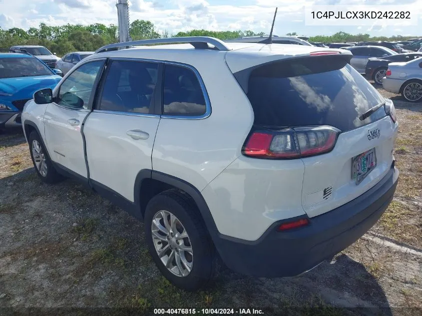 2019 Jeep Cherokee Latitude Fwd VIN: 1C4PJLCX3KD242282 Lot: 40476815