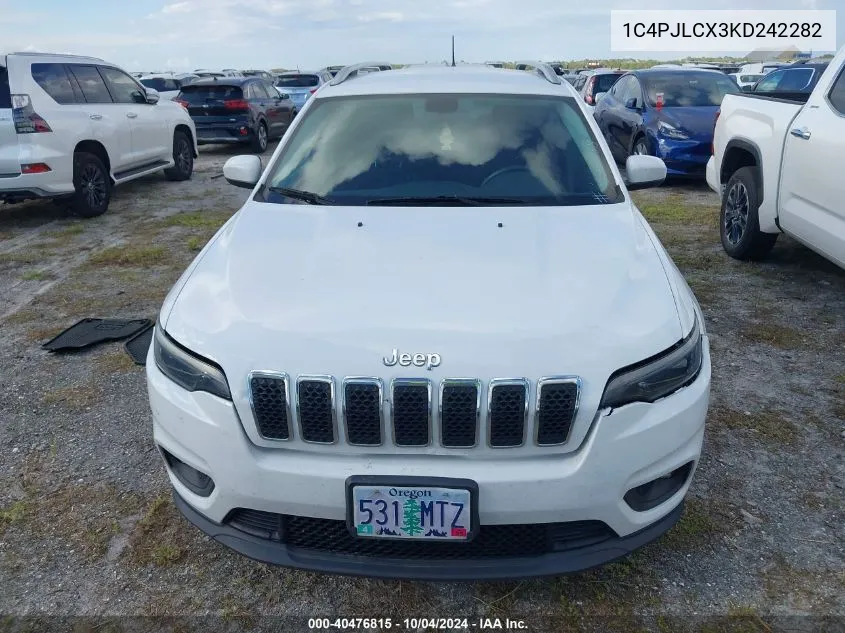 1C4PJLCX3KD242282 2019 Jeep Cherokee Latitude Fwd