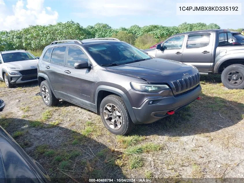 2019 Jeep Cherokee Trailhawk 4X4 VIN: 1C4PJMBX8KD335192 Lot: 40488794