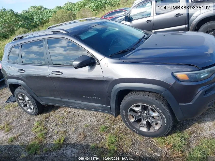 2019 Jeep Cherokee Trailhawk 4X4 VIN: 1C4PJMBX8KD335192 Lot: 40488794