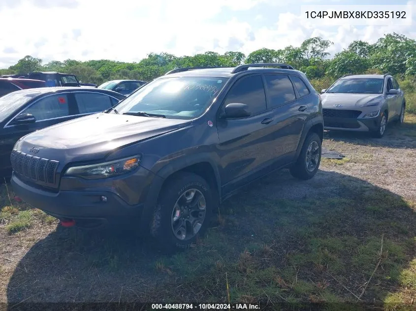 2019 Jeep Cherokee Trailhawk 4X4 VIN: 1C4PJMBX8KD335192 Lot: 40488794