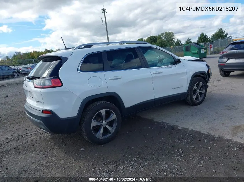 2019 Jeep Cherokee Limited 4X4 VIN: 1C4PJMDX6KD218207 Lot: 40492140