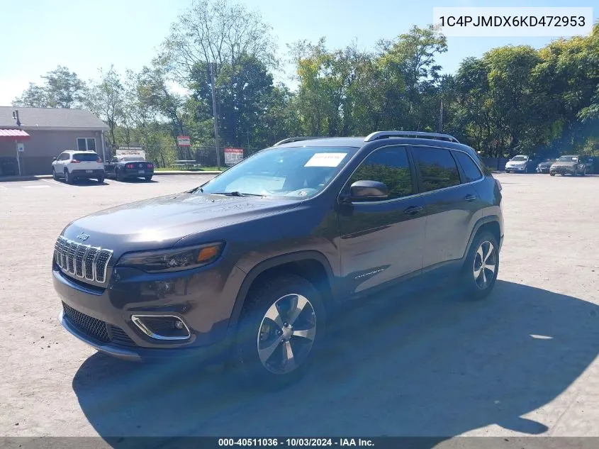 2019 Jeep Cherokee Limited 4X4 VIN: 1C4PJMDX6KD472953 Lot: 40511036