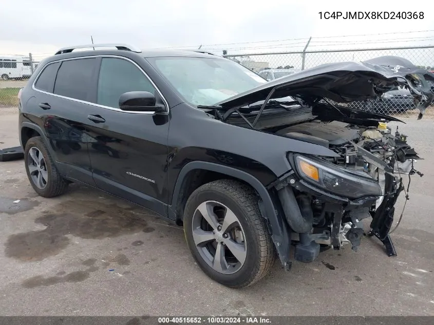 2019 Jeep Cherokee Limited 4X4 VIN: 1C4PJMDX8KD240368 Lot: 40515652