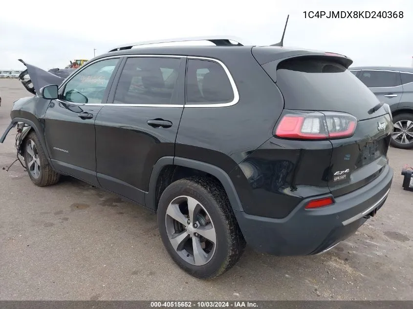 2019 Jeep Cherokee Limited 4X4 VIN: 1C4PJMDX8KD240368 Lot: 40515652