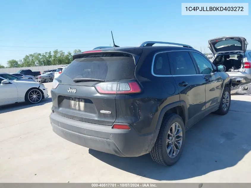 2019 Jeep Cherokee Latitude Plus VIN: 1C4PJLLB0KD403272 Lot: 40517701