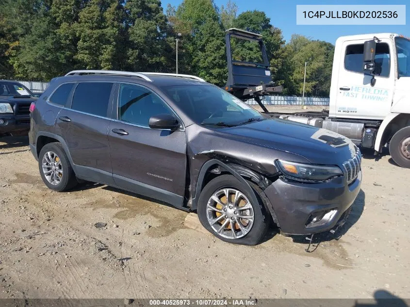 2019 Jeep Cherokee Latitude Plus Fwd VIN: 1C4PJLLB0KD202536 Lot: 40525973