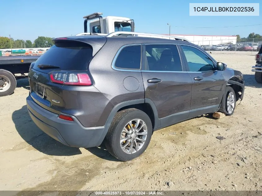 2019 Jeep Cherokee Latitude Plus Fwd VIN: 1C4PJLLB0KD202536 Lot: 40525973