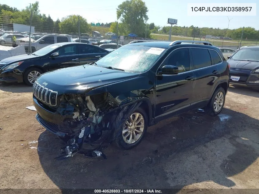 2019 Jeep Cherokee Latitude Fwd VIN: 1C4PJLCB3KD358957 Lot: 40528803