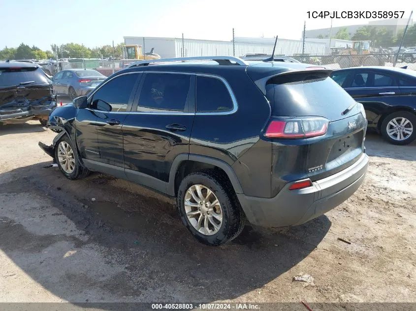 2019 Jeep Cherokee Latitude Fwd VIN: 1C4PJLCB3KD358957 Lot: 40528803