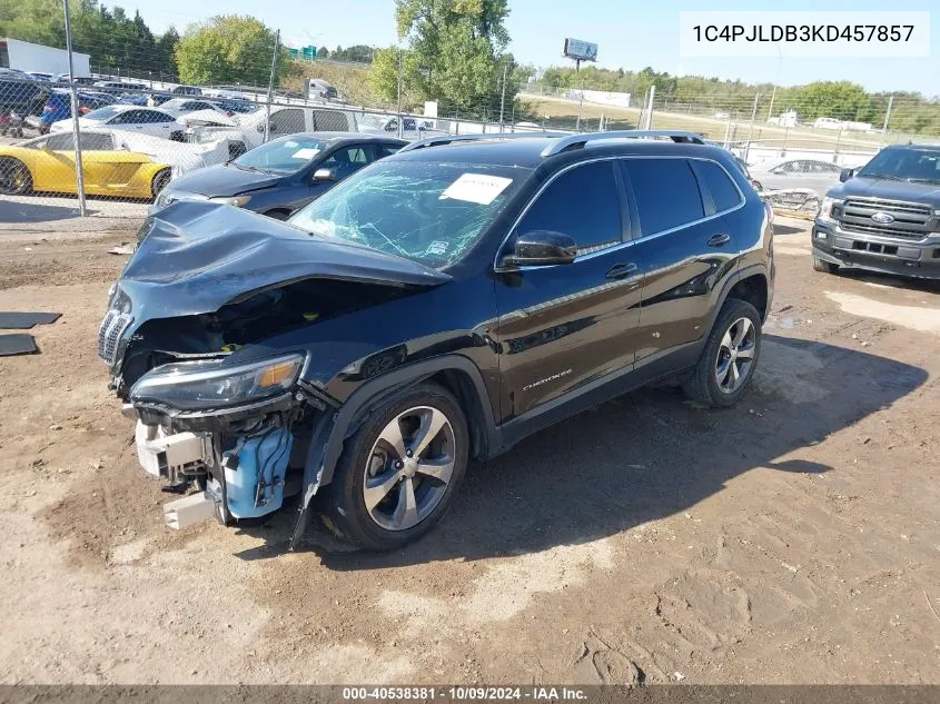 2019 Jeep Cherokee Limited Fwd VIN: 1C4PJLDB3KD457857 Lot: 40538381