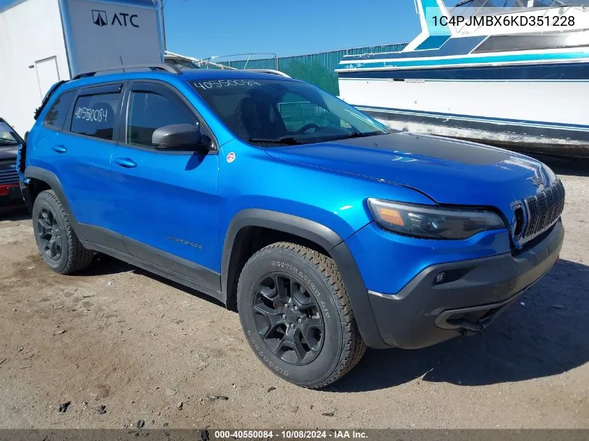 2019 Jeep Cherokee Trailhawk Elite 4X4 VIN: 1C4PJMBX6KD351228 Lot: 40550084