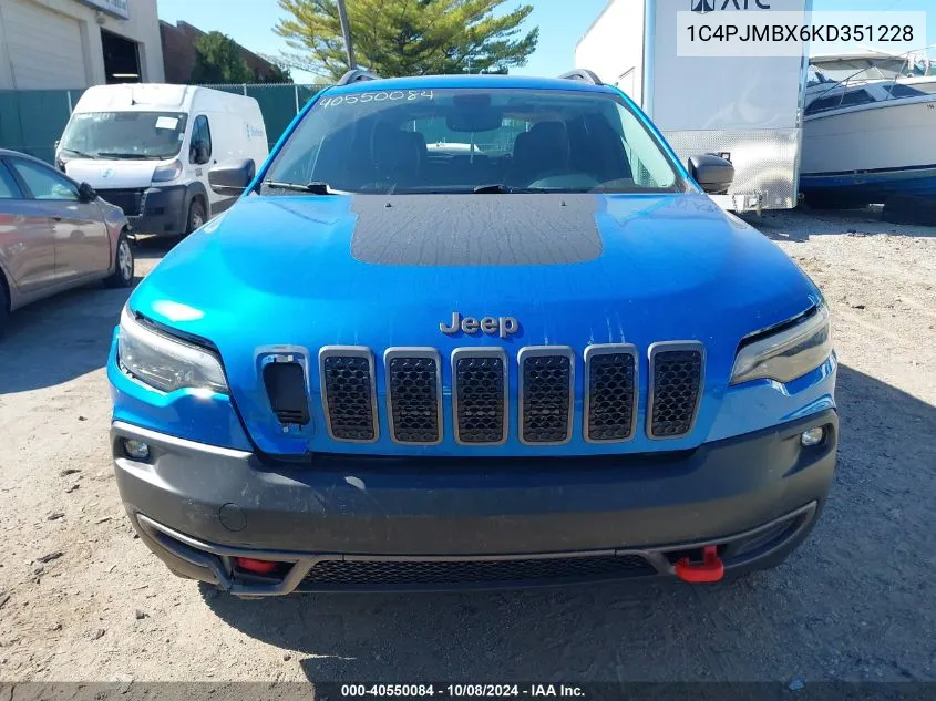 2019 Jeep Cherokee Trailhawk Elite 4X4 VIN: 1C4PJMBX6KD351228 Lot: 40550084