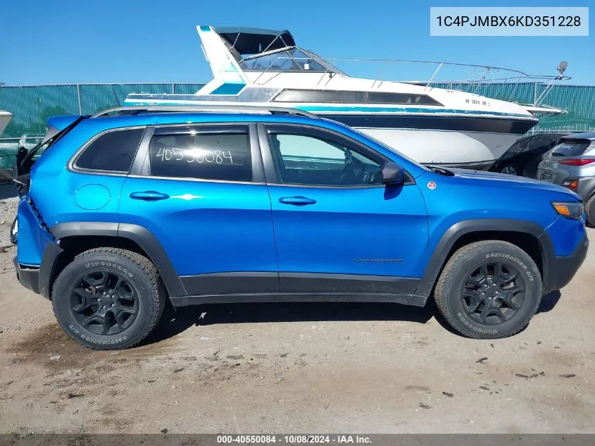 2019 Jeep Cherokee Trailhawk Elite 4X4 VIN: 1C4PJMBX6KD351228 Lot: 40550084