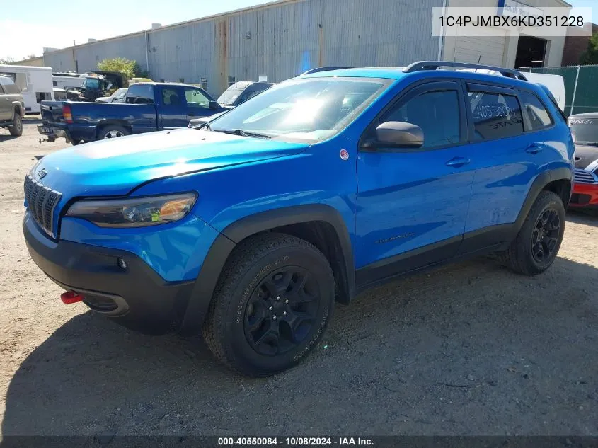 2019 Jeep Cherokee Trailhawk Elite 4X4 VIN: 1C4PJMBX6KD351228 Lot: 40550084