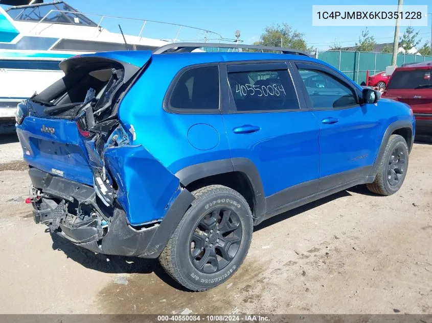 2019 Jeep Cherokee Trailhawk Elite 4X4 VIN: 1C4PJMBX6KD351228 Lot: 40550084