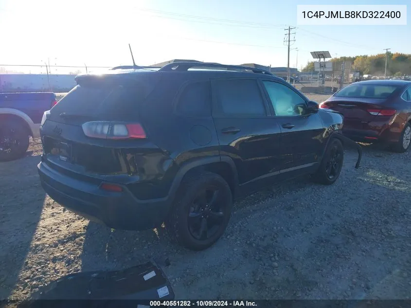 2019 Jeep Cherokee Altitude 4X4 VIN: 1C4PJMLB8KD322400 Lot: 40551282