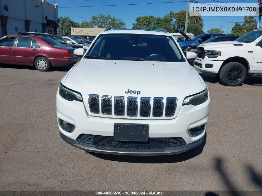 2019 Jeep Cherokee Limited 4X4 VIN: 1C4PJMDX0KD491708 Lot: 40565616