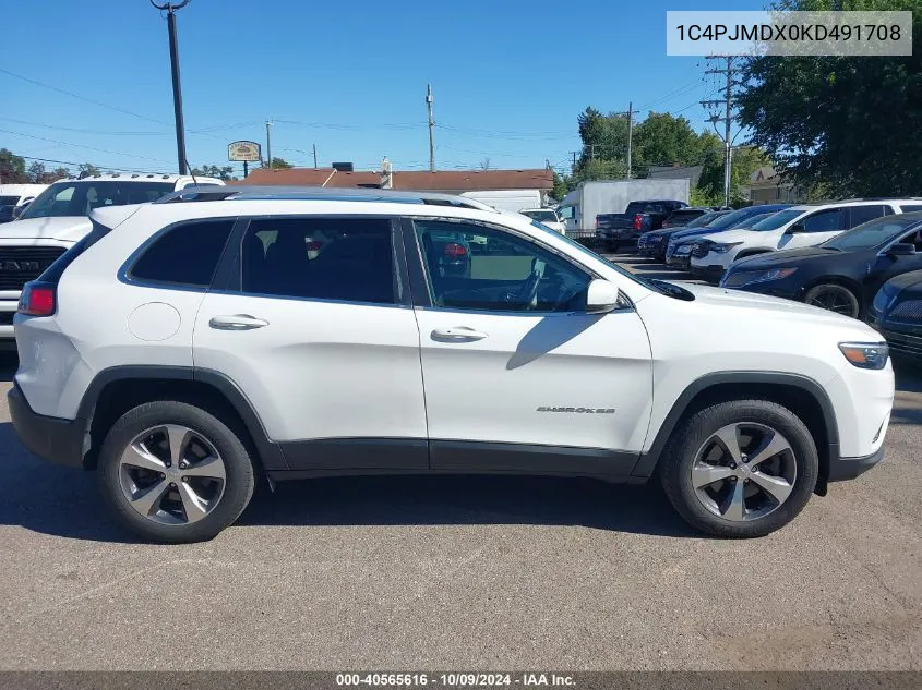 2019 Jeep Cherokee Limited 4X4 VIN: 1C4PJMDX0KD491708 Lot: 40565616