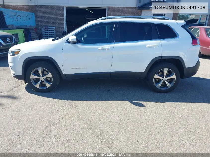 2019 Jeep Cherokee Limited 4X4 VIN: 1C4PJMDX0KD491708 Lot: 40565616