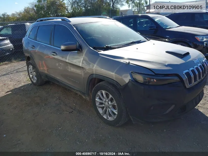 2019 Jeep Cherokee Latitude Fwd VIN: 1C4PJLCB0KD109905 Lot: 40590717