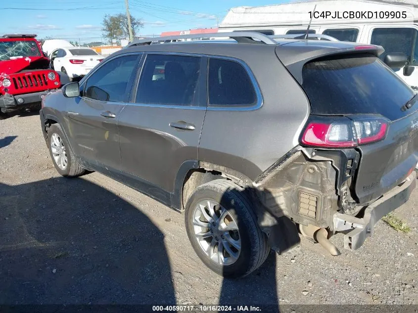 2019 Jeep Cherokee Latitude Fwd VIN: 1C4PJLCB0KD109905 Lot: 40590717