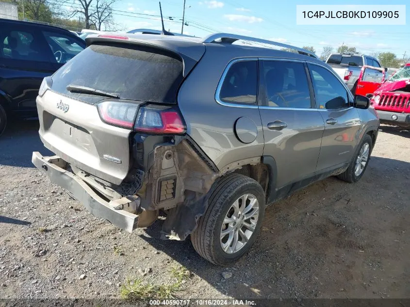 2019 Jeep Cherokee Latitude Fwd VIN: 1C4PJLCB0KD109905 Lot: 40590717