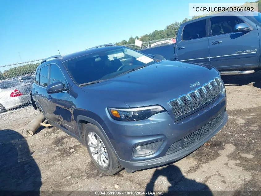 2019 Jeep Cherokee Latitude Fwd VIN: 1C4PJLCB3KD366492 Lot: 40591006