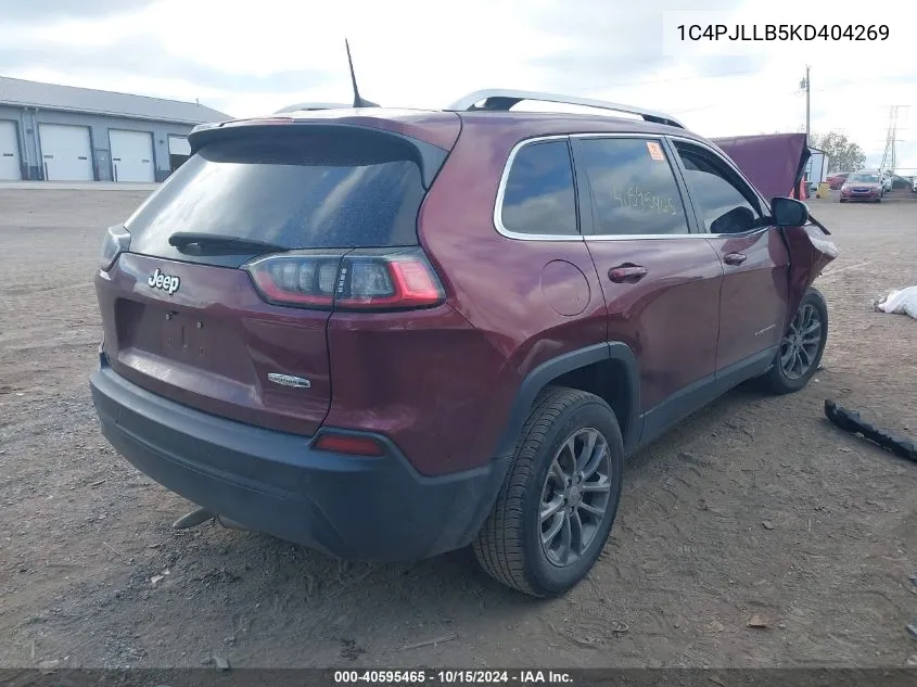 2019 Jeep Cherokee Latitude Plus Fwd VIN: 1C4PJLLB5KD404269 Lot: 40595465