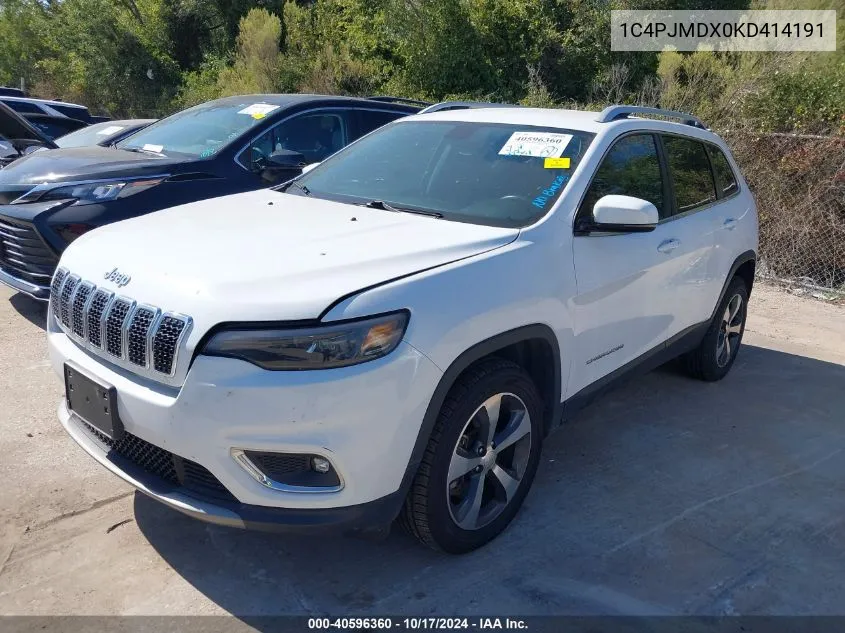 2019 Jeep Cherokee Limited 4X4 VIN: 1C4PJMDX0KD414191 Lot: 40596360